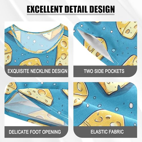 Pajama Sets Short Sleeve Cheese Slices on Blue Soft Cotton Summer Sleepwear 2 Piece PJS Size 5-14T3