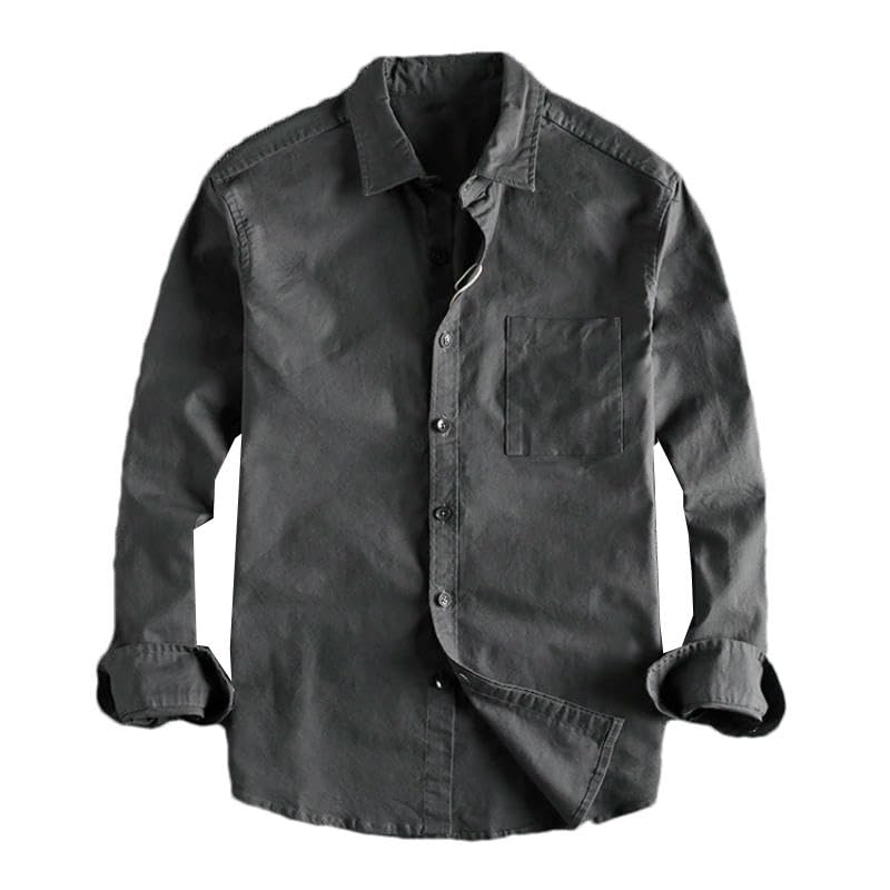 Chemise ample homme de style Hong Kong vintage de couleur unie à manches longues