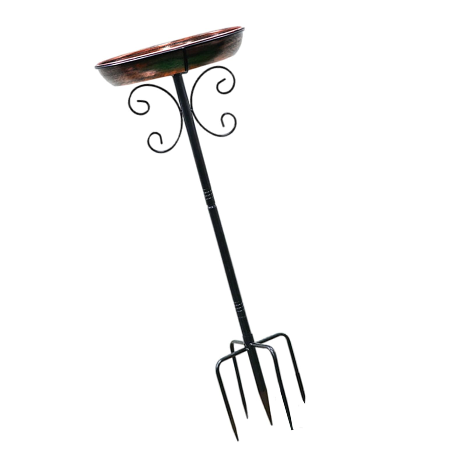 Baignoire à oiseaux vintage en métal sur piquet pour jardin, terrasse, cour avec 4 dents améliorées