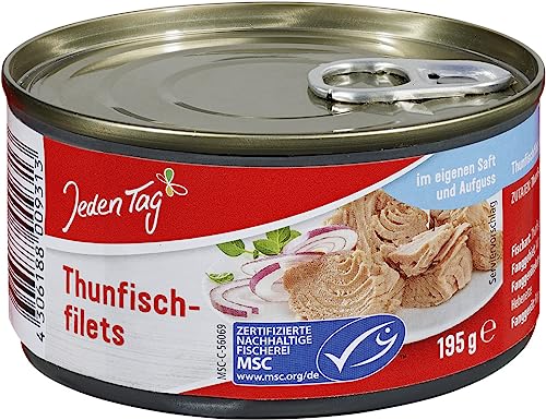 Jeden Tag MSC Thunfischfilets Im Eigenen Saft & Aufguss, 150 g