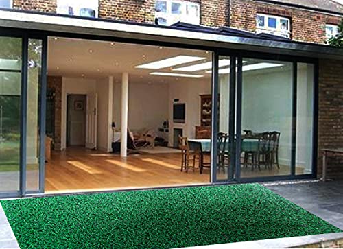 Image of PVC Cushion Foot mat Dirt Rub Thick Mesh Main Entrance Doormat with Anti-Slip Rubber Backing for Home Bathroom Offices Restaurants Hospitals Shops (2 X 14 Feet, Green Black)