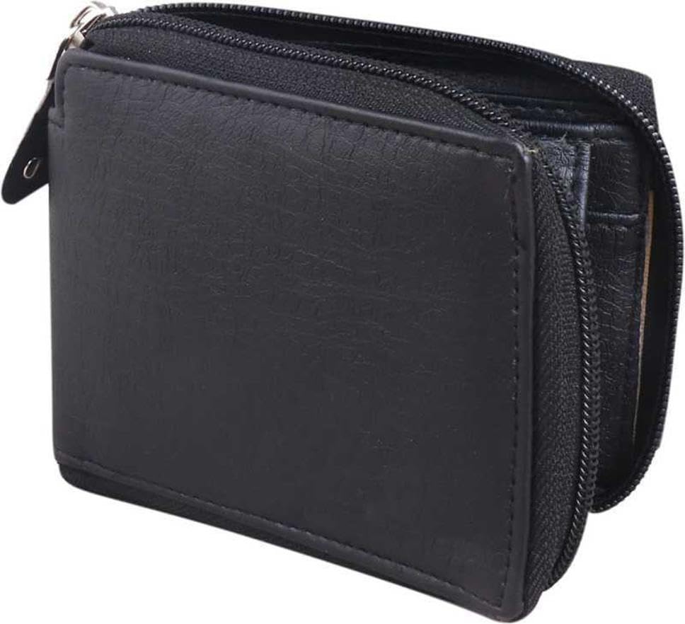 GenericClassic World Men & Women Black Artificial Leather Wallet (5 Card Slots) 13-Zip-Black_CW