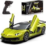 Lamborghini Remote Control Car, Officially Licensed 1:14 Lambo RC Car for Boys Girls Birthday Gift, Yellow Toys for 3 4 5 Years Old（Green）
