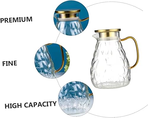 Miniatura 8 de Jarra de agua de vidrio jarra de vidrio de acero de 60.9 fl oz jarra de bebidas de vidrio con tapa de acero inoxidable agua de borosilicato con