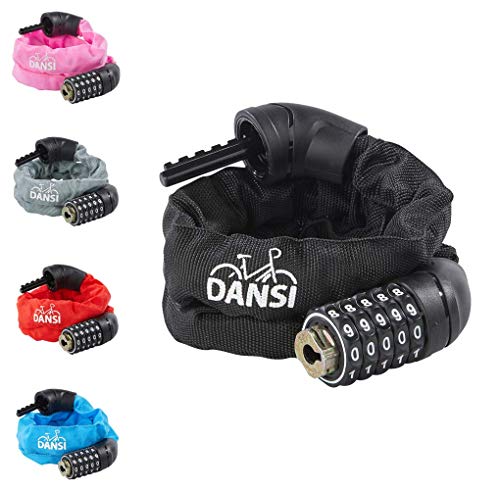 DANSI Kettenschloss, 6 x 900 mm, programmierbarer Zahlencode, schwarz, 44110