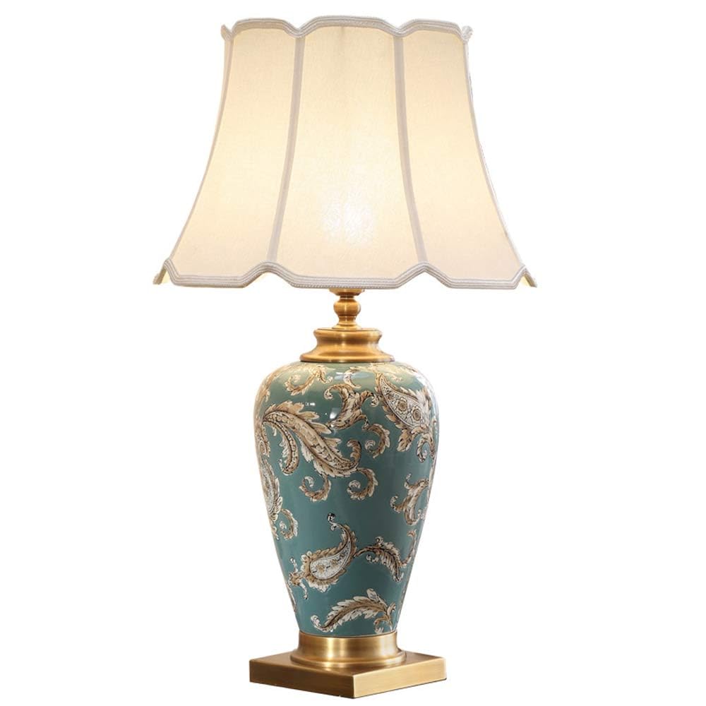 28,4-Calowa Wysokość Zielonej Ceramicznej Lampy Stołowej Led, Chińskie Orientalne, Ręcznie Malowane Ceramiczne Lampy Stołowe, Lampka Nocna, Lampka Nocna Do Sypialni, Lamp