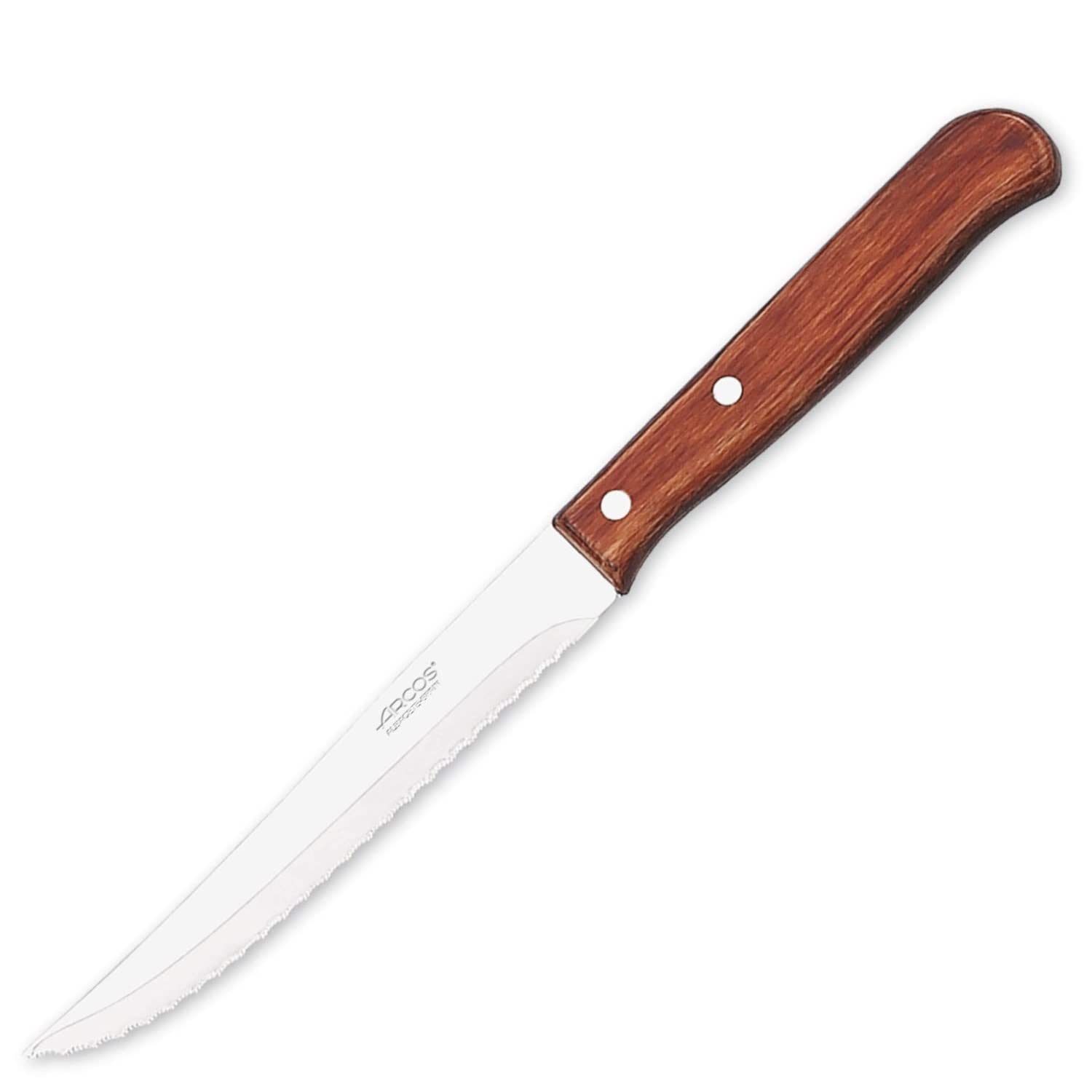 Arcos Serie Latina Caja 12 uds Cuchillo universal de cocina, Hoja serrada de Acero Inoxidable NITRUM de 130 mm, Mango de Madera comprimida Color marrón (12 UDS)