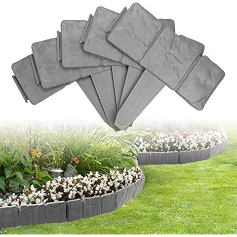 FINE GARDEN (Pack of 10) Dark Grey Cobbled Stone Effect Garden Lawn Edging Plant Border | Stone Effect Garden Lawn Edging Plant Border | Hammer Not Included Cover