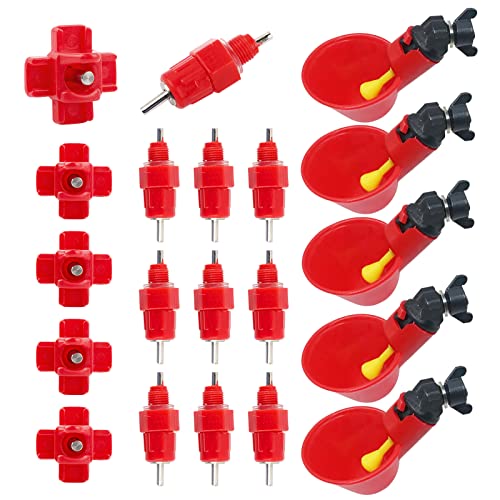 20pcs Eau Tetine Poulet Alimentateur, Abreuvoir Poulet Automatique, Abreuvoir a Poulet Bol d'Eau en Plastique, pour Poule Volaille Canards Oiseau
