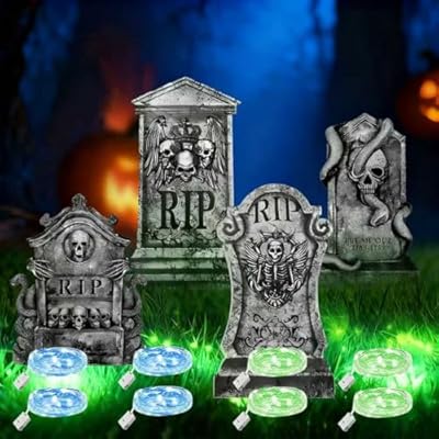 KOMEIYL 4pcs Decoraciones de Patio de Lápida de Halloween, Espeluznante lápida decoración, Halloween Tumbas Exterior Decoración, Aplica como Adición Espeluznante Césped, Porche o Jardín | Ya disponible en tu tienda friki favorita! En mundofriki.es!