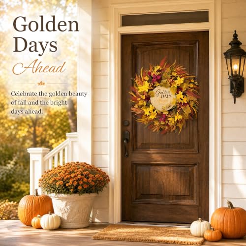 24" Wizcave Autumn Fall Wreath w/ Storage Bag & Wood Sign - image 2