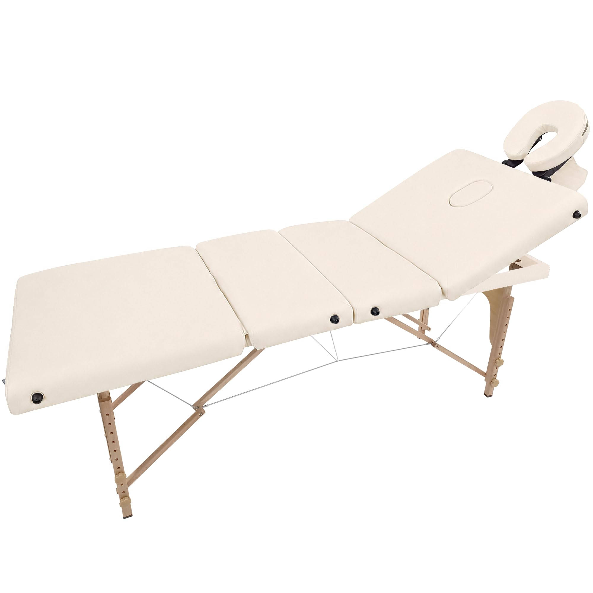 Beltom® Lettino Massaggio 4 Zone Legno LETTINI per da Massaggi Pieghevoli Gran Lusso Nuovo Fisioterapia FISIOTERAPISTA Tattoo Tatuaggi Relax - Panna