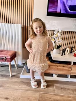 Miipat Jurk voor kleutermeisjes; paillettenjurk voor meisjes; elegante prinsessenjurk voor kinderen, geschikt voor verjaardagen, feesten, bruiloften, Champagne, 5-6 jaar