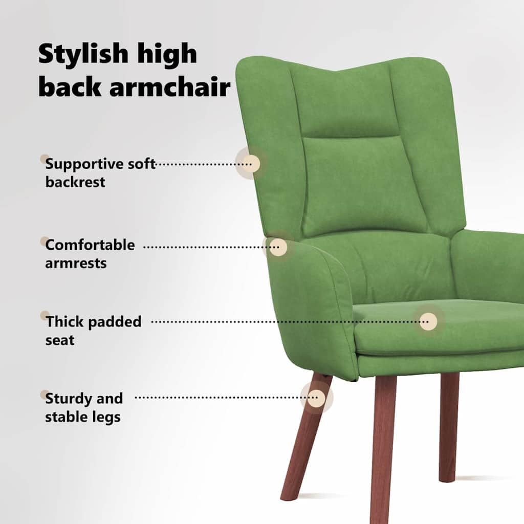 vidaXL poltrona Verde chiaro 63 x 67 x 94 cm Velluto, Poltrona Moderna, Seduta in Velluto, Comoda e Relax per Soggiorno o Camera, Design Elegante e Style