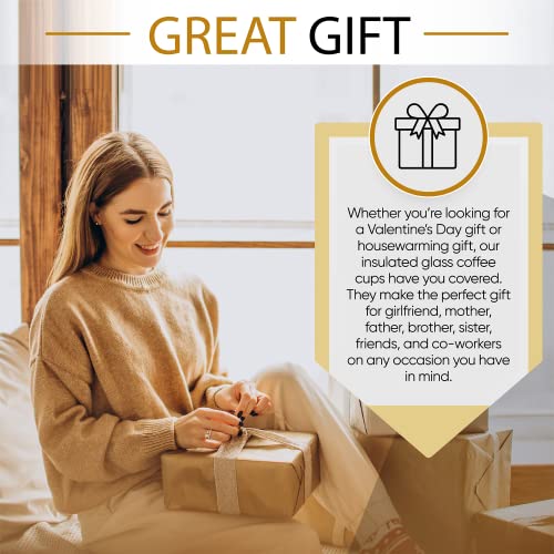 Double Walled Glass Coffee Mugs By Chef"S Unique Insulated Coffee Mugs With Handle And Bamboo Lid , Clear Glass Cups For Coffee Tea Latte Cappuccino Espresso 16 Oz (Set Of 4) #TOP6