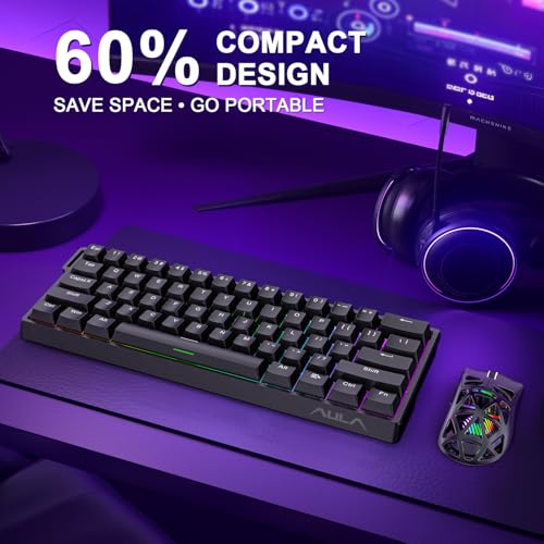 Image of Aula WIN60 HE 60% Mechanical Keyboard Wired, Hall Effect Gaming Keyboard Magnetic Switch Hot Swappable, Adjustable Actuation Rapid Trigger Mode 8000Hz Polling Rate, RGB Keyboard 60 Percent Design