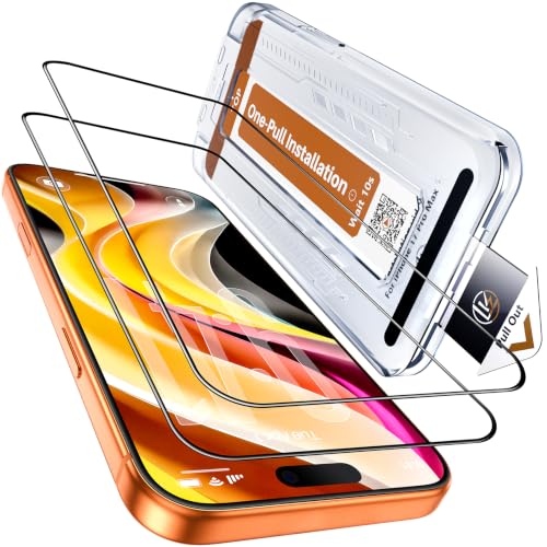 LK 2 Pack for iPhone 17 Pro Max/iPhone 16 Pro Max Screen Protector HD Clear Tempered Glass Film No Bubbles No Dust Anti-Scratch 9H+ Hardness Military Grade Shatterproof 1-Second Auto-Install