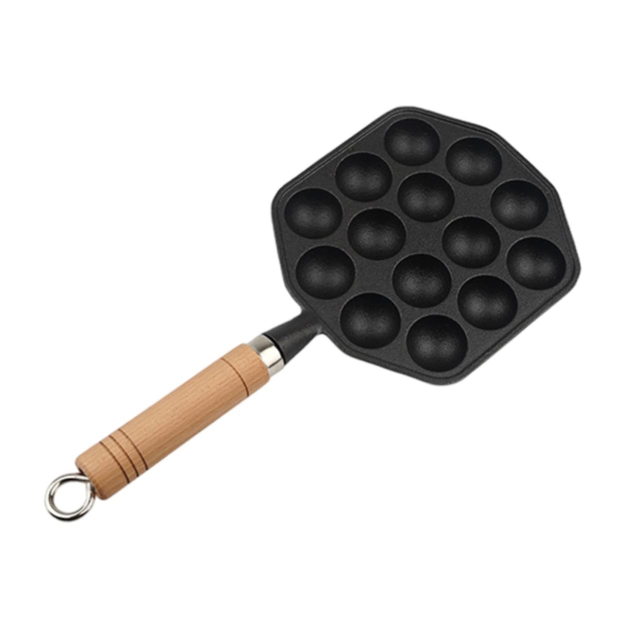 BESTonZON Padella in Ghisa Spessa per Lumache 14 Fori, Contorno Liscio e Fondo Antiusura, Pentola per Polpette da Cucina, Adatta per Uso Domestico