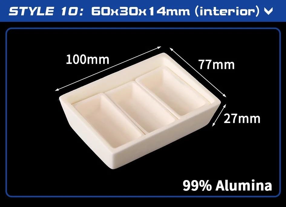 Juego de crisol de alúmina al 99% for análisis de laboratorio e industriales (1 unidad, varias especificaciones disponibles)((10)100x77x27mm)