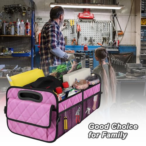 Image of Deosk Car Trunk Organizer for SUV, Car Organizers and Storage with Reinforced Handles, Car Accessories for Women /Men 50L Waterproof Polyester Trunk Organizer(Medium,Pink)
