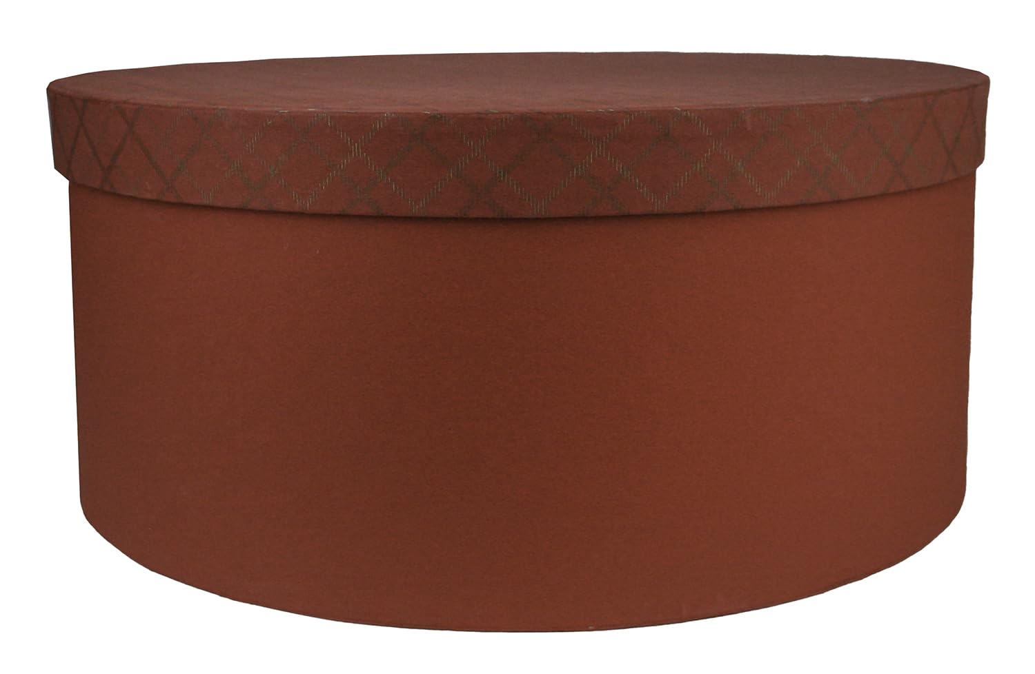 Emartbuy 50 x 21.5 cm Round Handmade Cotton Paper Hat Gift Box, Chequered Red, Red Interior