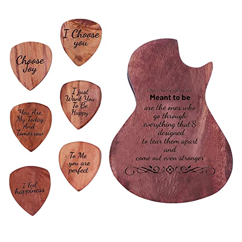 SUPERDANT Boîte de médiators en Bois en Forme de Guitare avec thème d’amour avec 6 médiators en Bois triangulaires pour… - Les Beatles, Paul McCartney, John Lennon, RIngo Starr, George Harrison SUPERDANT Boîte de médiators en Bois en Forme de Guitare avec thème d'amour avec 6 médiators en Bois triangulaires pour… – Image 3