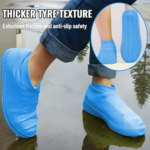Image of Waterproof Silicone Shoe Covers - Reusable Non-Slip Rain Shoe Covers for Rainy and Snowy Outdoors, Garden, and More - Durable, Washable and Easy to Wear (Multicolor)
