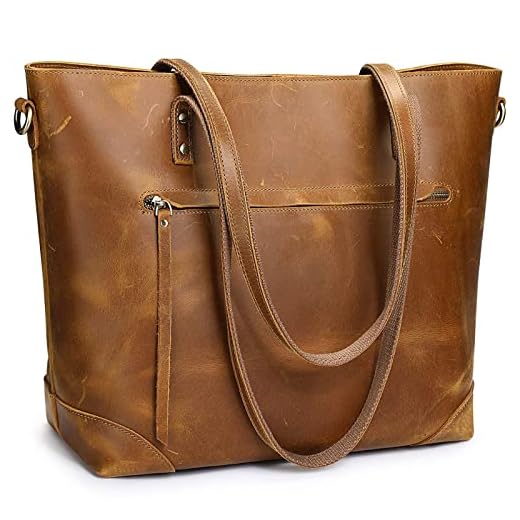 Best travel tote bag with luggage sleeve S-ZONE Vintage Leather Shoulder Tote Bag