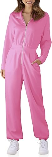 Miniatura 2 de Tongmingyun Enterizo casual de manga larga para mujer, con cremallera y pantalones largos con bolsillos