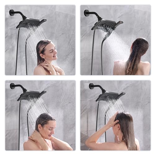 BRIGHT SHOWERS High Pressure Shower Head with Handheld, Oil Rubbed Bronze Dual Showerhead Combo with Rainfall Spray, Detachable Hand Held Shower, 60" Stainless Steel Hose - Thumbnail 3