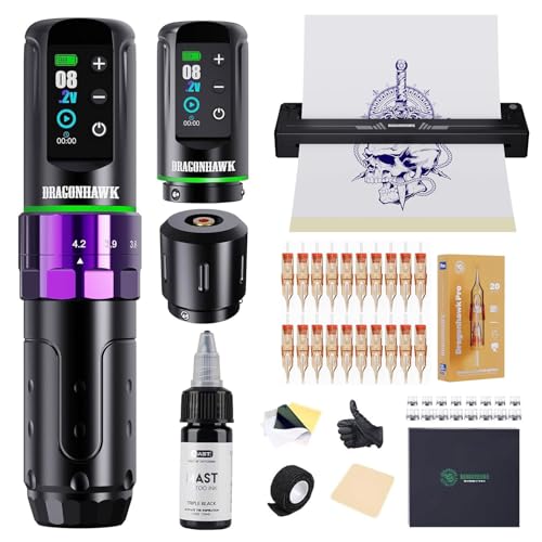 Kit de tatouage thermo transfert Dragonhawk L3 avec 2 batteries longue durée