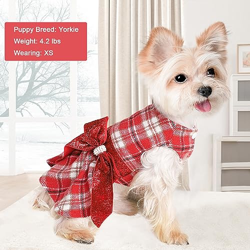 Image of Dog Sweaters Dog Clothes for Small Dogs Boy Girl Fall Puppy Dress Warm Fleece Chihuahua Yorkie Teacup Doggie Sweaters Dresses Doggy Sweater for Small Dogs Girl Cat Outfit (Red, Small)
