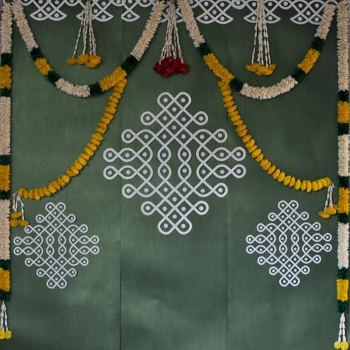 Image of Desi Favors Muggu Kolam Cutout Small | Varalakshmi Vratam Decro | Hinds Bhajans Pooja Diwali Decorations | Indian Homewarming Decor | Traditional Cultures Events | 8.5 Inch (Pack of 4)