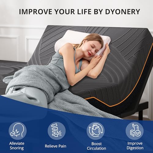 Image of Dyonery Split King Adjustable Bed Frame + 14 Inch Memory Foam Mattress | Wireless Remote, Head and Foot Incline & Massage, Zero Gravity, Cooling Copper Foam, Fiberglass Free, Tools-Free Assembly