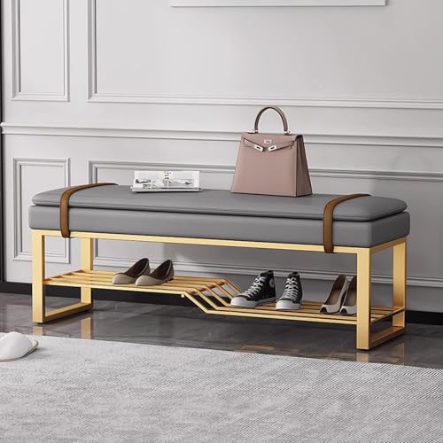 Banc à chaussures en métal robuste avec assise confortable et étagères