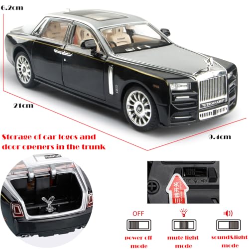 Auto de juguete Rolls Royce 1:24 Phantom con luz y sonido miniatura 6