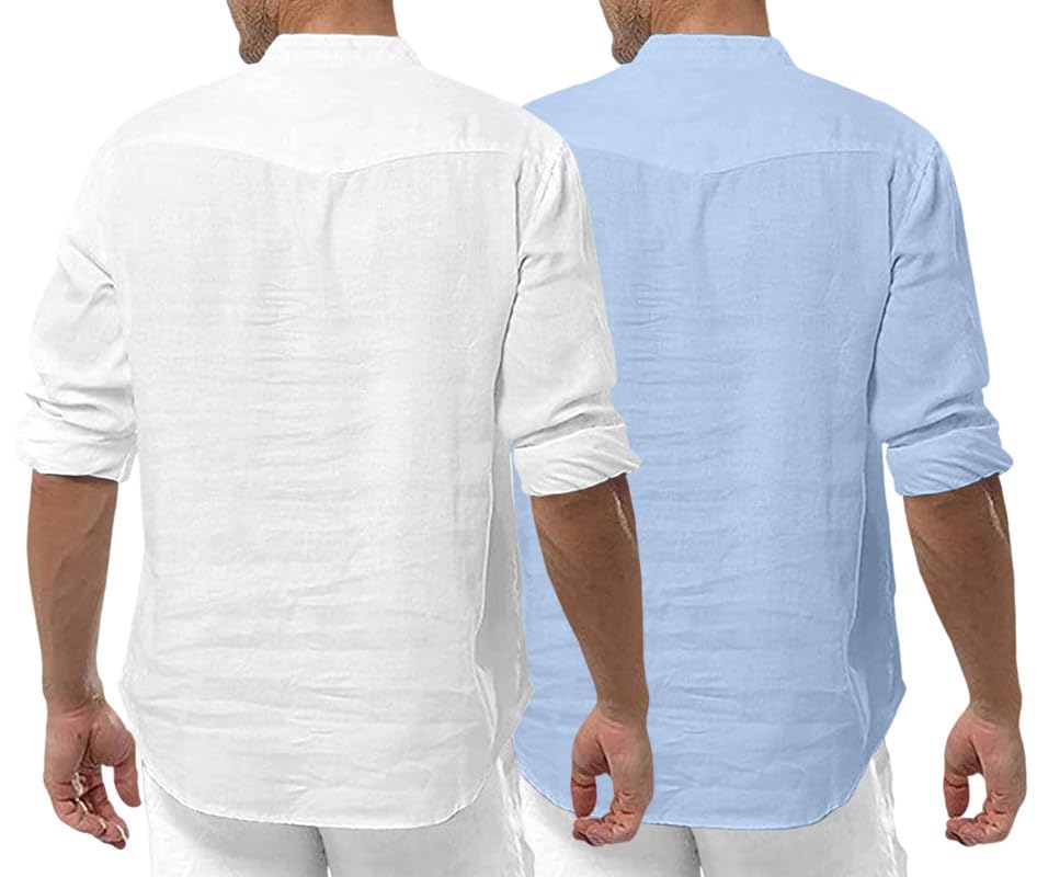 Image of ROYALSCOUT Men's Cotton Polyester Blend Solid Regular Fit Full Sleeve Short Kurta | Ethnic, Lightweight Summer Kurta for Daily & Occasion Use