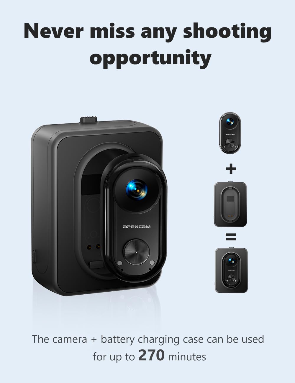 Apexcam K70 4K Mini Action Cam,POV Body Cam Con Scheda 64GB,WiFi EIS 20MP Body Cam Sportiva Portatile Vlogging Fotocamera,30M Fotocamera Subacquea,Videocamere Montate sul Corpo Con Supporto Magnetico