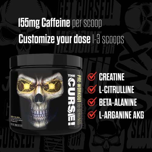 Jnx Sports The Curse! Pre Workout Supplement - Energy & Focus, Enhanced Blood Flow - Vegan Nitric Oxide Booster With Creatine & Caffeine | Pina Colada | 50 Srv #TOP4