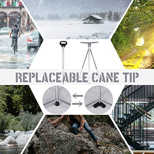 Walking Cane for Men & Women, Portable Cane Seat, Folding Cane Seat, Lightweight Sturdy Tripod Cane Stool with 2 Cane Tips, and Travel Bag,Balancing Mobility Aid Crutch for Seniors