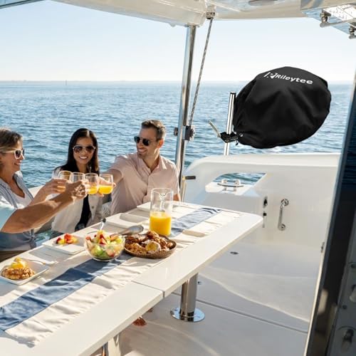 Rileytee CYSKZ-013-HEIS Boat Grill Cover,Outdoor 600D Heavy Duty Waterproof Anti-Uv Grill Cover For Magma Party Size Marine Kettle Gas Grill A10-215,Marine Kettle A10-217-3,Marine Kettle Charcoal Grill A10-114,Black thumb #6