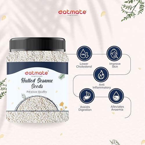 Image of Eatmate Premium White Sesame Seeds 1 Kg| Natural White Til Seeds | Rich in Nutrients & Protein | Fresh Indian Till for Cooking, Baking, Roasting & Healthy Snacking