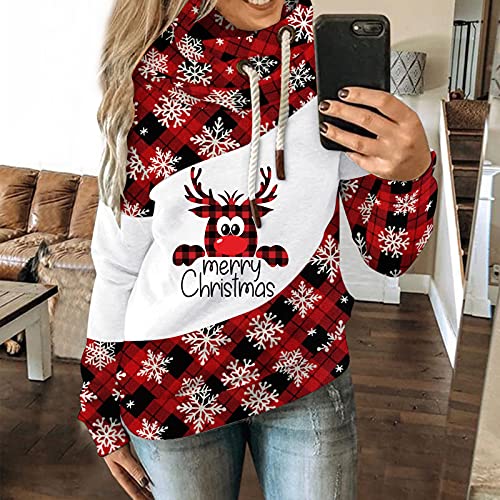 Dames Kerst Print Lange Mouw Hooded Sweatshirt Regenjassen voor Vrouwen Waterdicht - Afbeelding 3