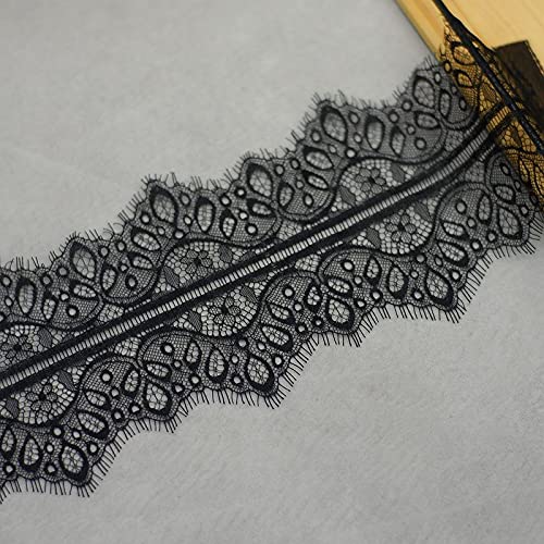 Koronka rzęsowa Vintage, Wstążka koronkowa do rzęs 3 metry, biało-czarna, szerokość 65-80 mm, szycie DIY, wesele(Black 65mm)