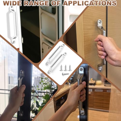 COOHAME 2 Pack RV Door Handle - 8.66 Inch Durable 304 Stainless Steel Metal Grab Handle for RV/Camper/Trailer/Motor Home/Boat/Yacht/Automotive/Cart/Truck/, Heavy Duty Handles Metal Entry Door Assist