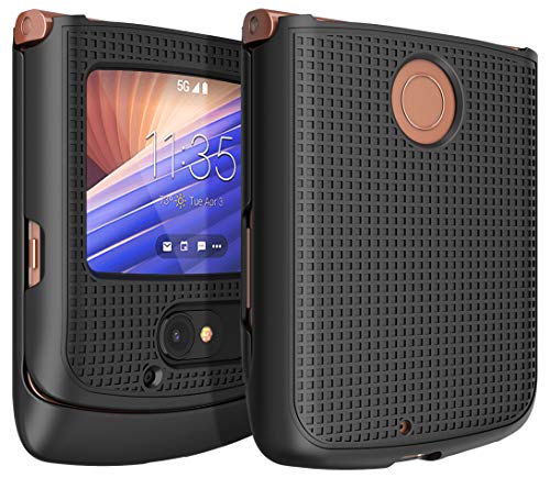 Case for Motorola RAZR 5G Flip Phone, Nakedcellphone [Black] Protective Snap-On Hard Shell Cover [Grid Texture] for Motorola Moto RAZR 5G Flip Phone (2020) XT2071