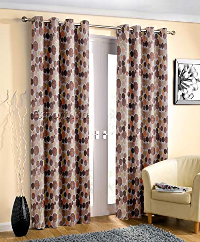Image of Exporthub 2 Piece Fancy Blackout Modern Polyetser Eyelet Long Window Curtain-Brown (EHSPR694 64)
