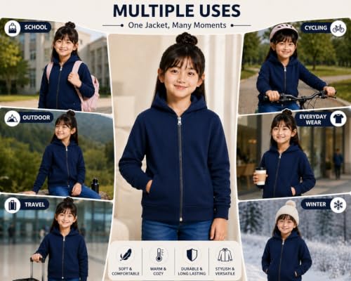Image of ADBUCKS Girl's Cotton Hooded Sweatshirt