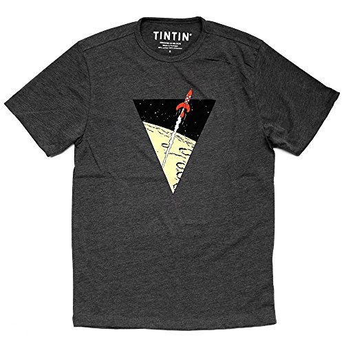 T-Shirt Tintin Fusée Lunaire Gris S 2017 pour fan de bande dessinée Hergé