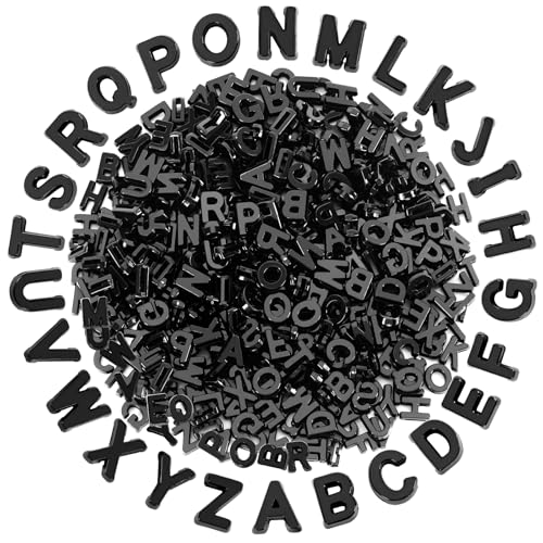 Augshy 700Pcs Black Large Alphabet Letter Beads for Chunky Jewelry Crafts